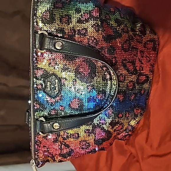 Juicy Couture Handbags - Juicy Couture Rainbow Sequin Leopard Tote with Black Trim